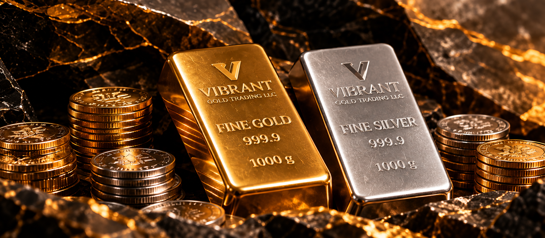Gold and silver bars